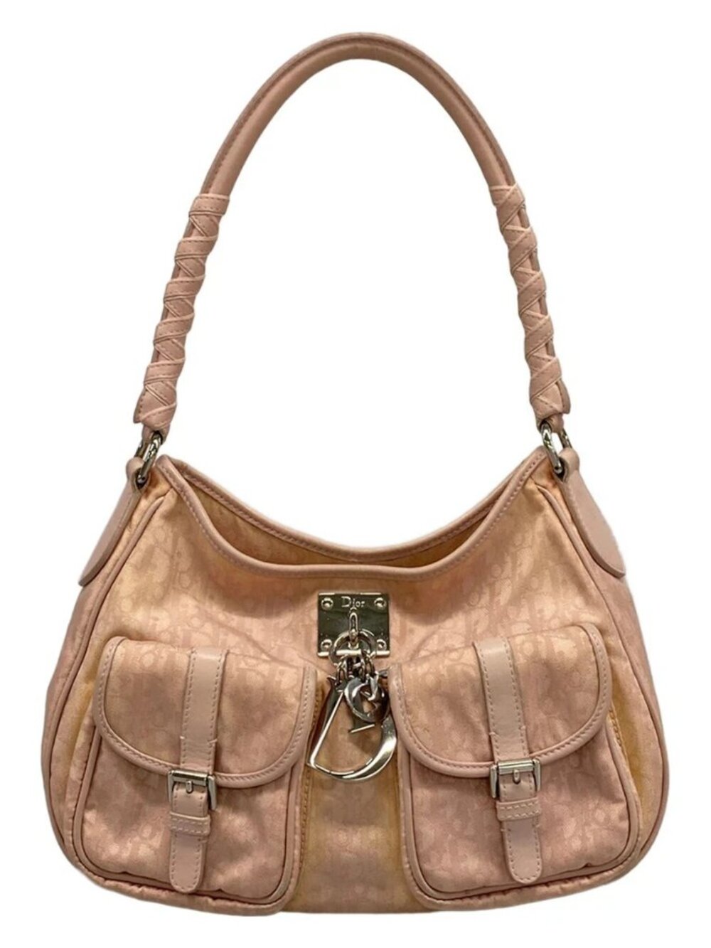 DIOR/ChristianDior Lovely Pink Jacquard Leather Shoulder Bag